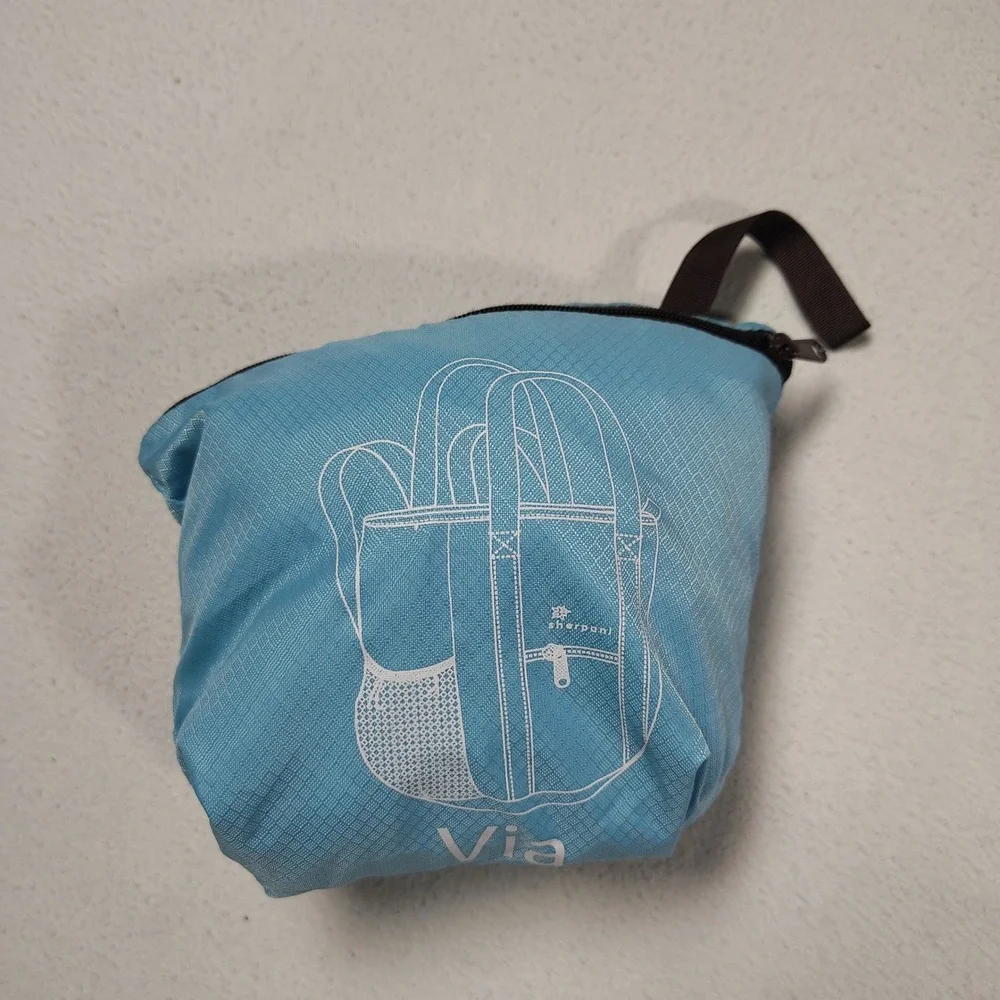 Sherpani Tote Backpack Blue Brown Packable VIA Nylon Lightweight Travel Womens - Picture 10 of 13
